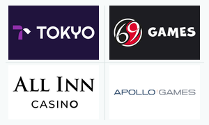 Oficiální loga Tokyo, 69games, All Inn Casino a Apollo Games