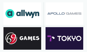 Oficiální loga Allwyn, Apollo Games, 69games a Tokyo